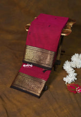 Kumkum Pink - Karthigai silk cotton vanasingaram border with buttas - Best for Gifting