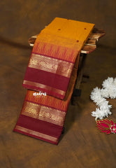 Turmeric Orange - Karthigai Mercerised cotton Big Temple Border with Buttas - Perfect for Gifting