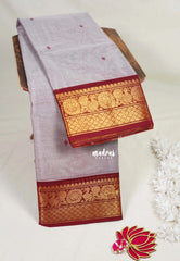 Pastel Purple - Karthigai Mercerised cotton with buttas mayil border - Best for Wedding Functions