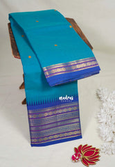 Teal Blue - Karthigai Mercerised Cotton Body Multi Rudraksham with Buttas - Best for Temple Visit
