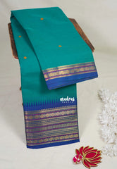 Teal Glow - Karthigai Mercerised Cotton Body Multi Rudraksham with Buttas - Best for Temple Visit