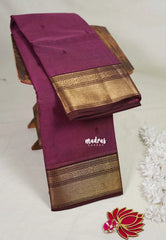 Muted Beet Pink - Karthigai Mercerised Cotton Bavanji Flower Border with Buttas - Best for Pooja Funtions | Temple Visit