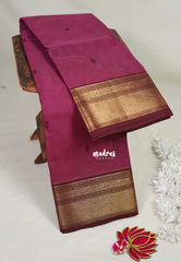 Beet Pink - Karthigai Mercerised Cotton Bavanji Flower Border with Buttas - Best for Pooja Funtions | Temple Visit