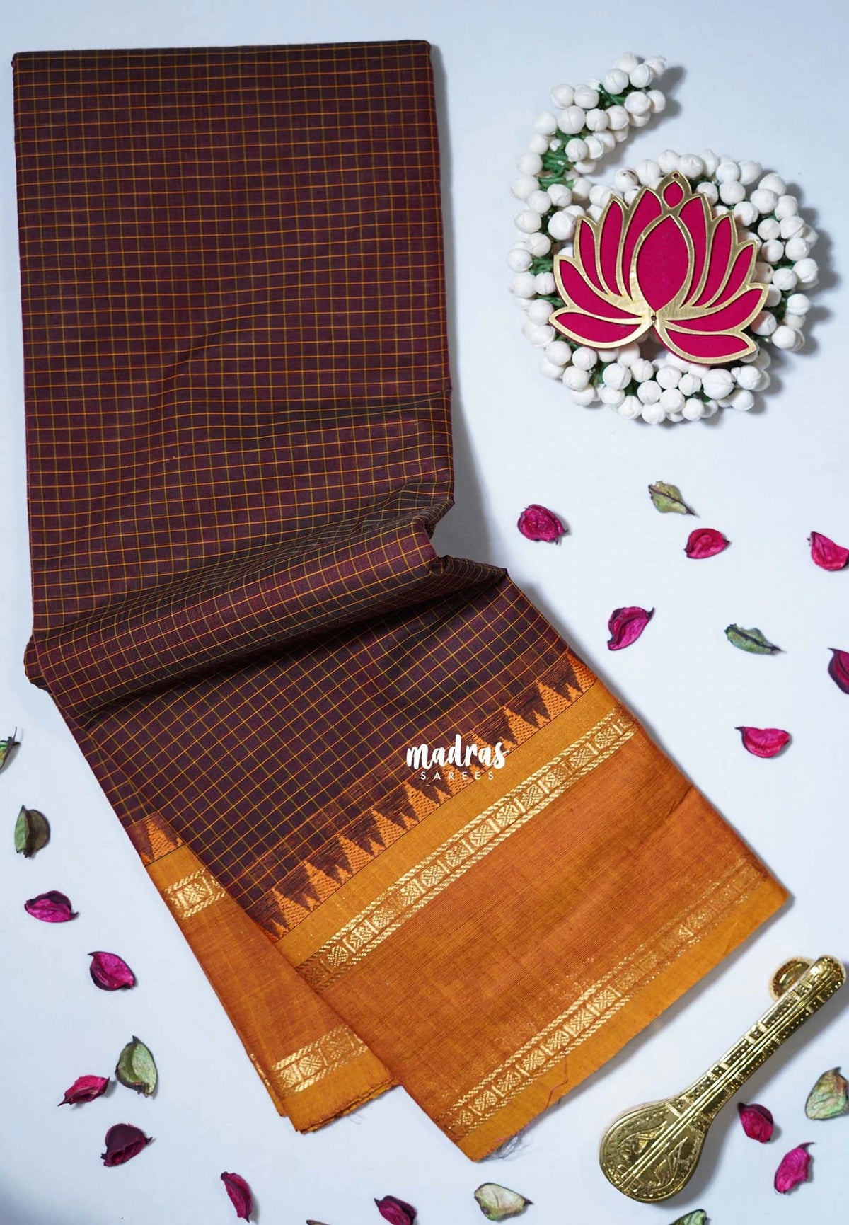 Majestic Maroon - Karthigai Mercerised Cotton Muthukattam with Rettapet Rudraksham Border - Best for Small Functions