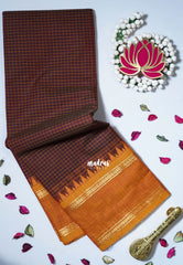 Majestic Maroon - Karthigai Mercerised Cotton Muthukattam with Rettapet Rudraksham Border - Best for Small Functions