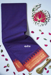 Violet Blue - Karthigai Mercerised Cotton Muthukattam with Rudraksham Border - Best for Small Functions