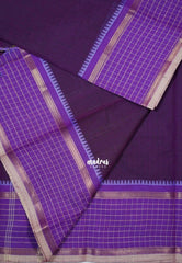 Jamun Purple - Karthigai Mercerised Cotton Plain with Checks in Border - Best for Small Functions