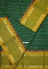Emerald Green - Karthigai Mercerised Cotton Muthukattam with Rettapet Rudraksham Border - Best for Small Functions