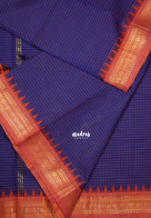 Violet Blue - Karthigai Mercerised Cotton Muthukattam with Rudraksham Border - Best for Small Functions