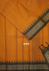 Turmeric Orange - Karthigai Mercerised Cotton Muthukattam with Rudraksham Border - Best for Small Functions
