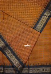 Mustard Orange - Karthigai Mercerised Cotton Muthukattam with Rudraksham Border - Best for Small Functions