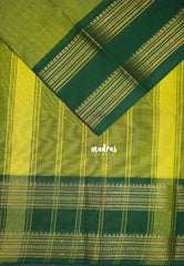 Fresh Leaf Green - Karthigai Mercerised Cotton Plain with Rettapet Border - Best for Temple Visit | Pooja Functions