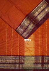 Mustard Orange - Karthigai Mercerised Cotton Plain with Rudraksham Border - Best for Temple Visit | Pooja Functions