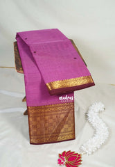 Lilac Pink - Karthigai Mercerised Cotton Multi Checks Border with Buttas - Best for Temple Visit | Pooja Funtions