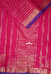 Queen's Pink - Karthigai Mercerised Cotton with Golden Stripes Weaving - Best for Temple Visit | Pooja Funtions