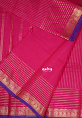 Queen's Pink - Karthigai Mercerised Cotton with Golden Stripes Weaving - Best for Temple Visit | Pooja Funtions