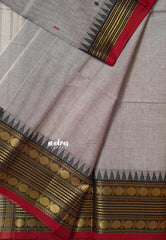 Pastel Purple - Karthigai silk cotton multi rudraksham border with buttas