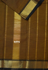 Golden Brown - Karthigai silk cotton plain body Bavanji box border