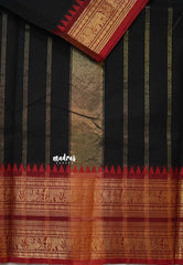 Black - Karthigai silk cotton plain body annam yanai double border