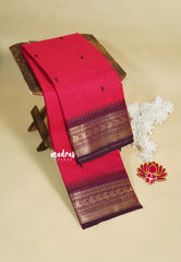 Queen's Pink - Karthigai silk cotton Saree Bavanji and Mango border with buttas