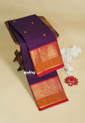 Jamun Purple - Karthigai silk cotton Round Peacock and Skirt Border with buttas