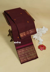 Coffee Brown - Karthigai silk cotton  Multi Border Rudraksham with buttas