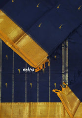 Navy Blue - Karthigai silk cotton paithani border