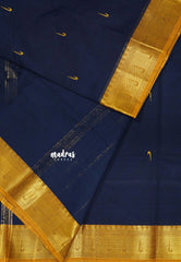 Navy Blue - Karthigai silk cotton paithani border