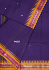 Violet Purple - Karthigai silk cotton very small border temple weaving