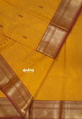 Turmeric Yellow - Karthigai silk cotton Bavanji border with buttas
