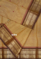 Deep Sandal  - Karthigai silk cotton Bavanji box border with buttas