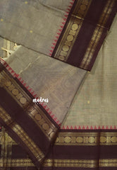 Pastel Brown - Karthigai silk cotton Rettapet rudraksham border