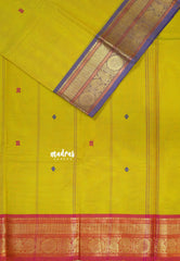 Greenish Yellow - Karthigai silk cotton annam Ganga jamuna border