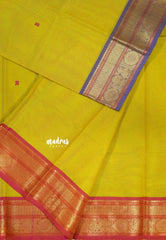 Greenish Yellow - Karthigai silk cotton annam Ganga jamuna border
