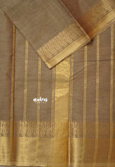 Pastel Brown - Karthigai silk cotton plain body getti border