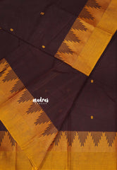 Coffee Brown - Karthigai silk cotton Temple Border with Buttas