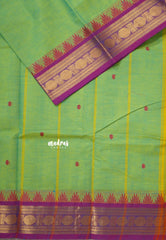 Dual Shade Green - Karthigai silk cotton rudraksha with temple weaving border
