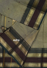Greyish Brown - Karthigai silk cotton buttas rettapet heart border