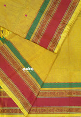 Dual shade Yellow - Karthigai silk cotton full thread weaving rettapet border