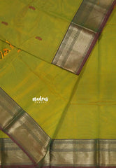 Dual shade Chutney Green - Karthigai silk cotton Bavanji border with buttas