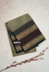 Greyish Brown - Karthigai silk cotton buttas rettapet heart border
