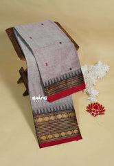 Pastel Purple - Karthigai silk cotton multi rudraksham border with buttas