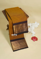 Honey Mustard - Karthigai silk cotton Peacock Border