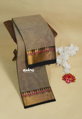 Mild Mystic Taupe - Karthigai silk cotton plain body with getti border
