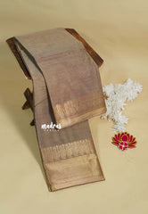 Pastel Brown - Karthigai silk cotton plain body getti border