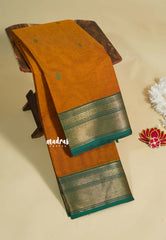 Mustard Orange - Karthigai silk cotton Bavanji border with buttas