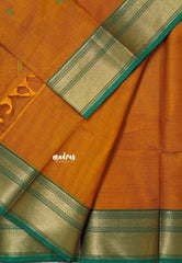 Mustard Orange - Karthigai silk cotton Bavanji border with buttas
