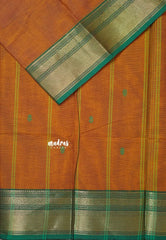 Mustard Orange - Karthigai silk cotton Bavanji border with buttas