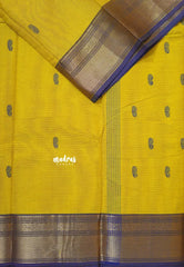 Lime Yellow - Karthigai silk cotton Bavanji border with buttas