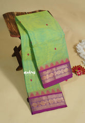 Dual Shade Green - Karthigai silk cotton rudraksha with temple weaving border